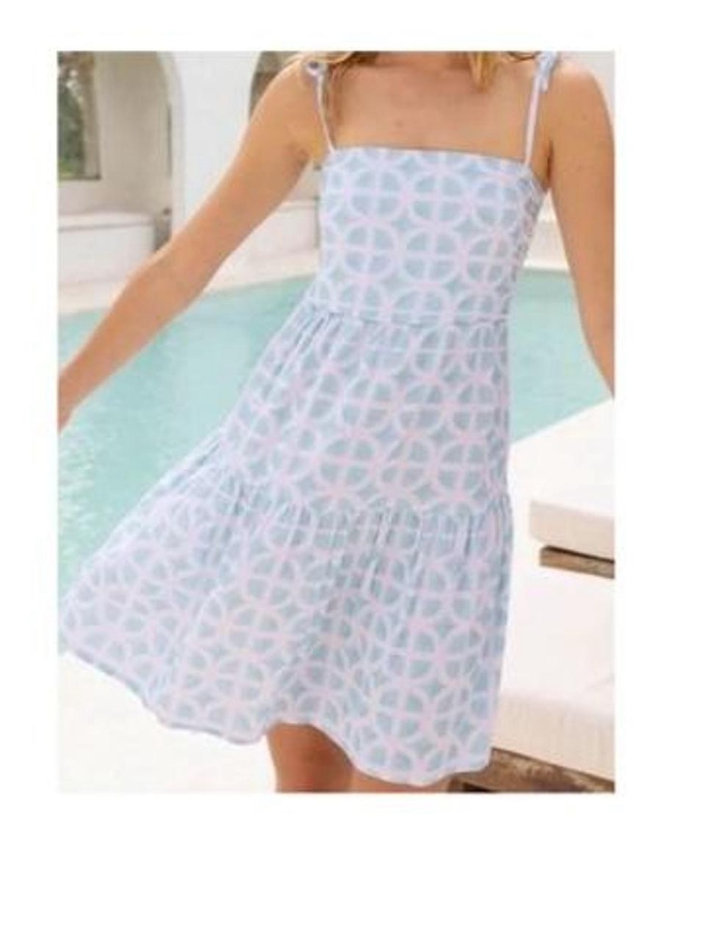 Kenny Flowers Limited edition  Blue & White Geometric Tie-Shoulder Mini Dress